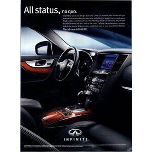 2009 Infiniti FX SUV Luxury Interior Leather Wood Vintage Print Ad Wall Art